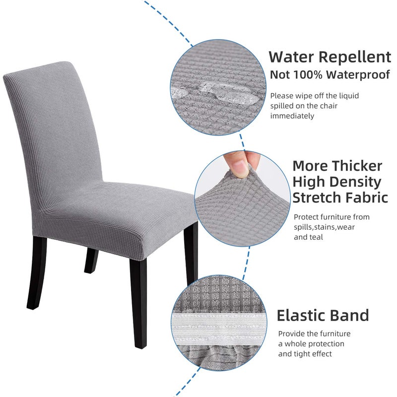 Artrello Chair Covers for Dining Room - Stretch Chair Slipcovers for Decorative Seat Protector Armless Removable Washable Elastic Dinner Universal Spandex Solid Chair Slip Covers Setâ€¦ - Image 2